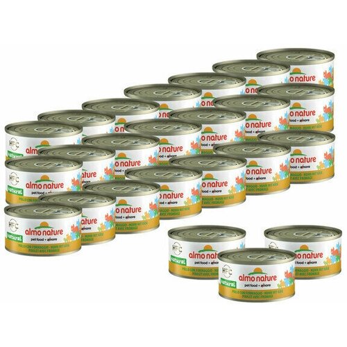 Almo Nature Консервы для Кошек с Курицей и Сыром 75% (HFC Adult Cat Chicken&Cheese) 0,07 кг х 24 шт. влажный корм для кошек almo nature hfc natural с тунцом с курицей с сыром 12 шт х 150 г кусочки в соусе