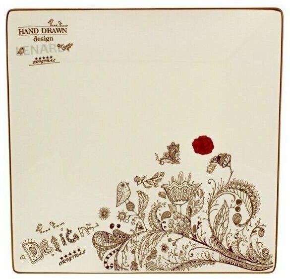 фото Блюдо сервировочное, квадратное / керамика, 25,5х25,5х3 см / Птичий Дворик, Lenardi