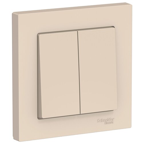 Выключатель 2-клавишный бежевый сх.5, 10АХ, в сборе Schneider Electric AtlasDesign (комплект 2шт)