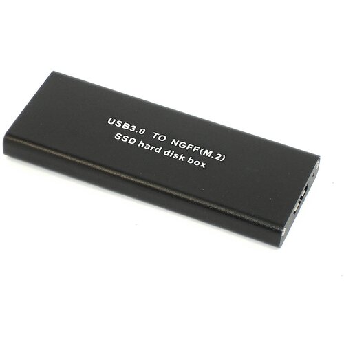 Бокс для SSD диска NGFF (M2) с выходом USB 3.0 алюминиевый, черный бокс для ssd диска amperin ngff m2 с выходом usb 3 0 алюминиевый серебристый