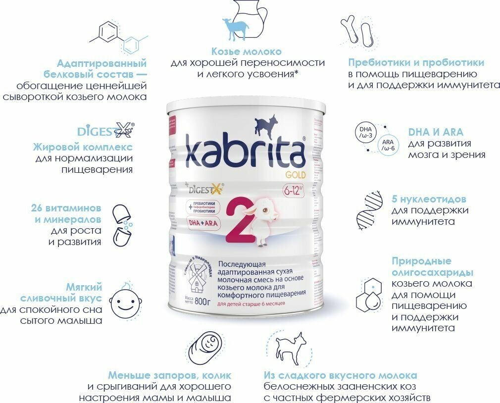 Сухая молочная смесь на козьем молоке Kabrita 2 Gold, 400 г - фото №17