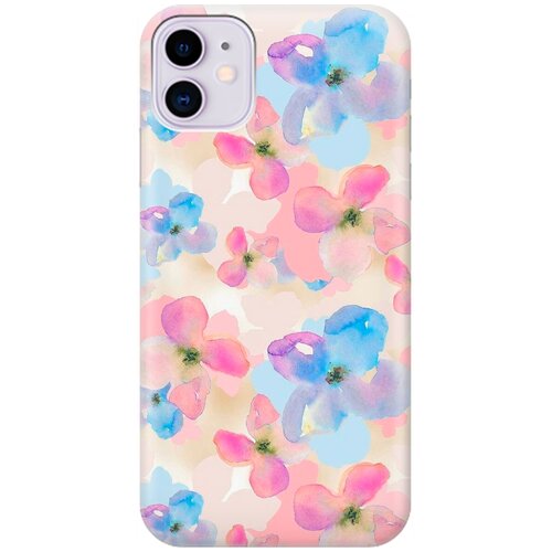 фото Ультратонкий силиконовый чехол-накладка для apple iphone 11 с принтом "фиалки акварелью" gosso
