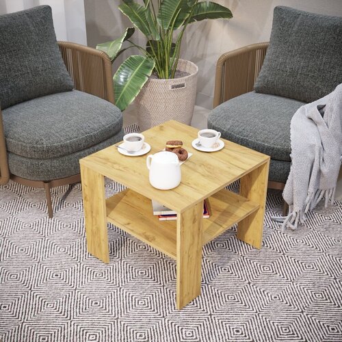 Журнальный стол Velardy Reliable, 55x55x46см, Дуб Крафт Золотой