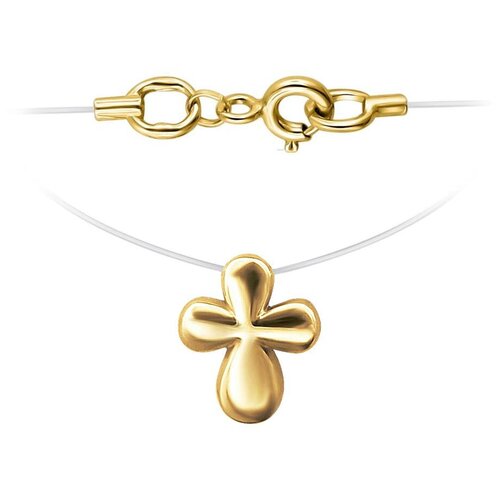 фото Эстет леска на шею из желтого золота с крестиком 01л031819, 45 см, 1.02 г