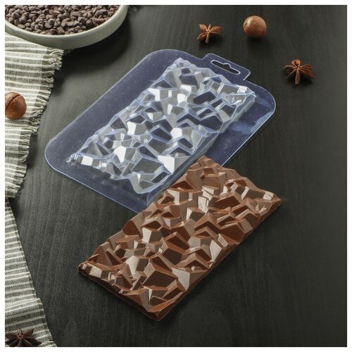 Форма для шоколада и конфет пластиковая Плитка Сломанный кристалл цвет прозрачный 699₽