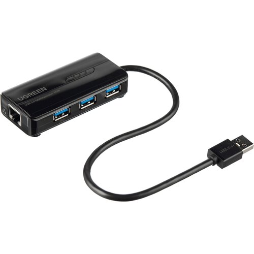 UGREEN. USB концентратор 4 в 1 (хаб), 3 x USB 3.0, RJ45 (20265)