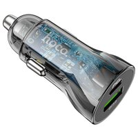 Автомобильное зарядное устройство HOCO Z47A PD 30W Type-C USB-C+USB QC3.0 прозрачное черное