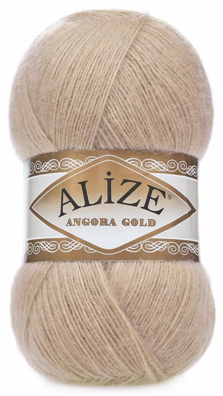 Пряжа для вязания ALIZE Angora Gold Ализе Ангора Голд: 152 (светло-бежевый), 5 шт 550 м 100 г, 20% шерсть, 80% акрил