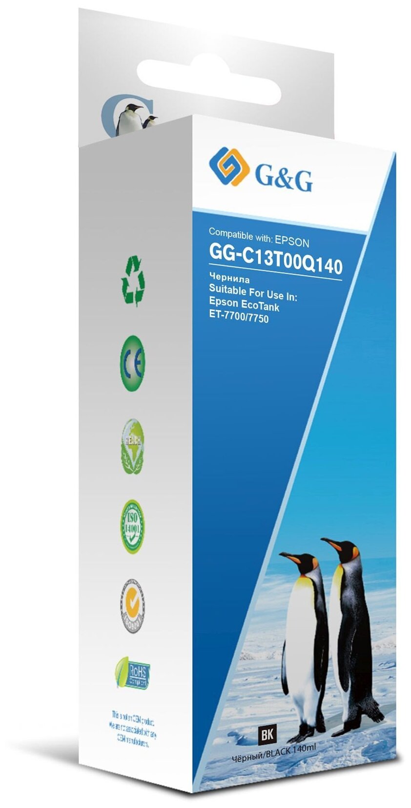 Чернила G&G GG-C13T00Q140 черный140мл для Epson EcoTank 7700/7750