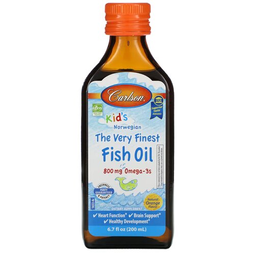 Carlson Labs Kid's Norwegian The Very Finest Fish Oil (норвежская серия для детей самый лучший рыбий жир) натуральный апельсиновый вкус 800 мг 200 мл