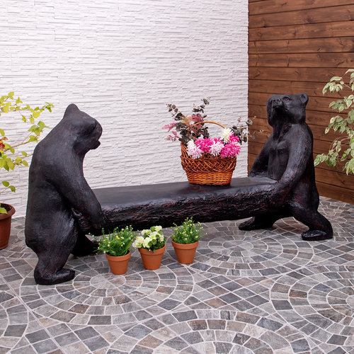 Садовая скамейка Bogacho Медведи Два товарища коричневого цвета ручная работа