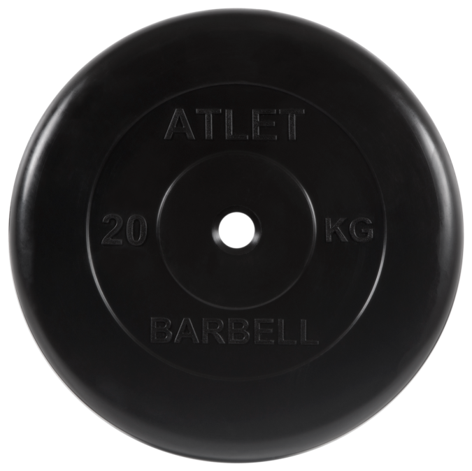 Диск обрезиненный MB Barbell d 26 мм чёрный 20,0 кг Atlet