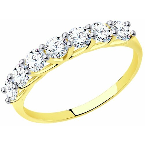 фото Кольцо из лимонного золота sokolov 017052-2 с фианитом, размер 16,5 diamant-online
