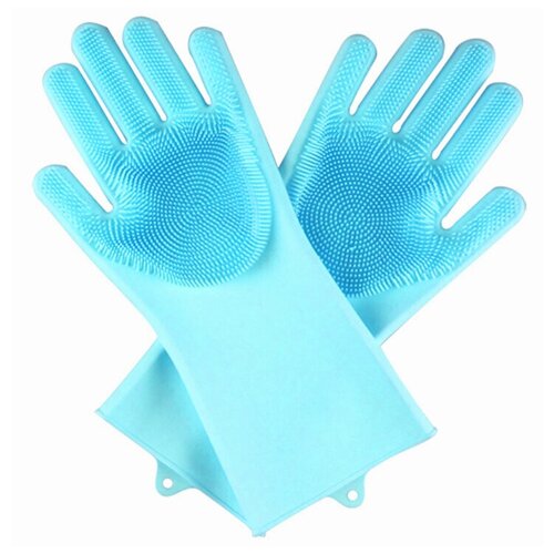 Многофункциональные силиконовые перчатки для мытья посуды голубой 328₽