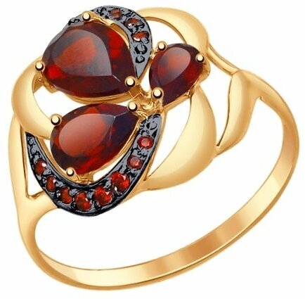 Кольцо Diamant online, красное золото, 585 проба, гранат, фианит