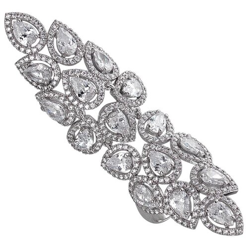 фото Эстет кольцо на весь палец из серебра с цирконием в виде капелек 01к159204, размер 17