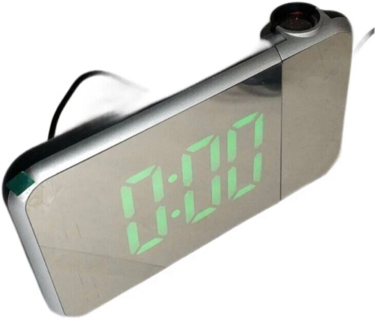 Проекционные часы с будильником DS-8590L / часы электронные с подсветкой / показатель температуры/ чёрно-зеленые - фотография № 7