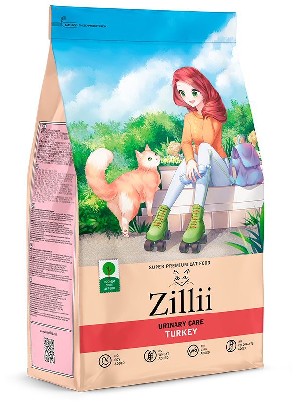 Сухой корм Zillii (Зилли) Urinary РН контроль для кошек Индейка 1шт*2 кг