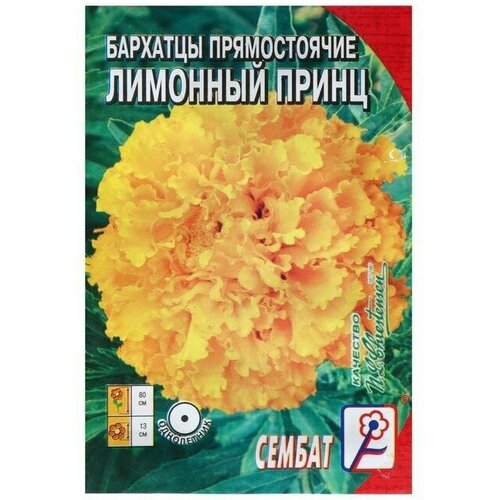 Семена цветов Бархатцы прямостоячие Лимонный принц, 0,2 г 20 упаковок семена цветов бархатцы лимонный принц 0 2 г 3 шт