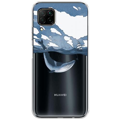 Силиконовый чехол на Huawei Nova 6 SE / Хуавей Нова 6 SE Большой кит, прозрачный силиконовый чехол на huawei nova 6 se хуавей нова 6 se фон соты синие