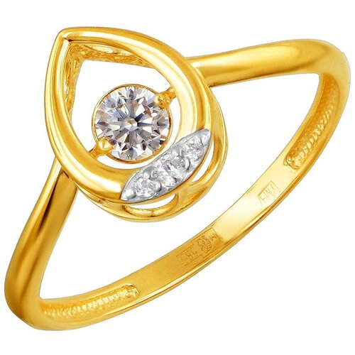 фото Эстет кольцо с 4 фианитами из жёлтого золота 01к1311864р, размер 16