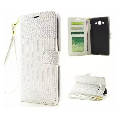 фото Чехол-книжка mypads с подставкой для samsung galaxy j7 2016 sm-j710x/ j710f 5.5 лаковая кожа крокодила белый