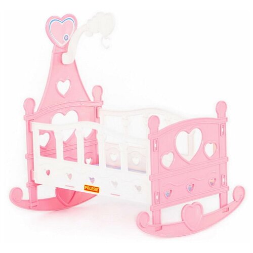 Кроватка полесье качалка сборная д/кукол №3 розовая П-62079/розовая