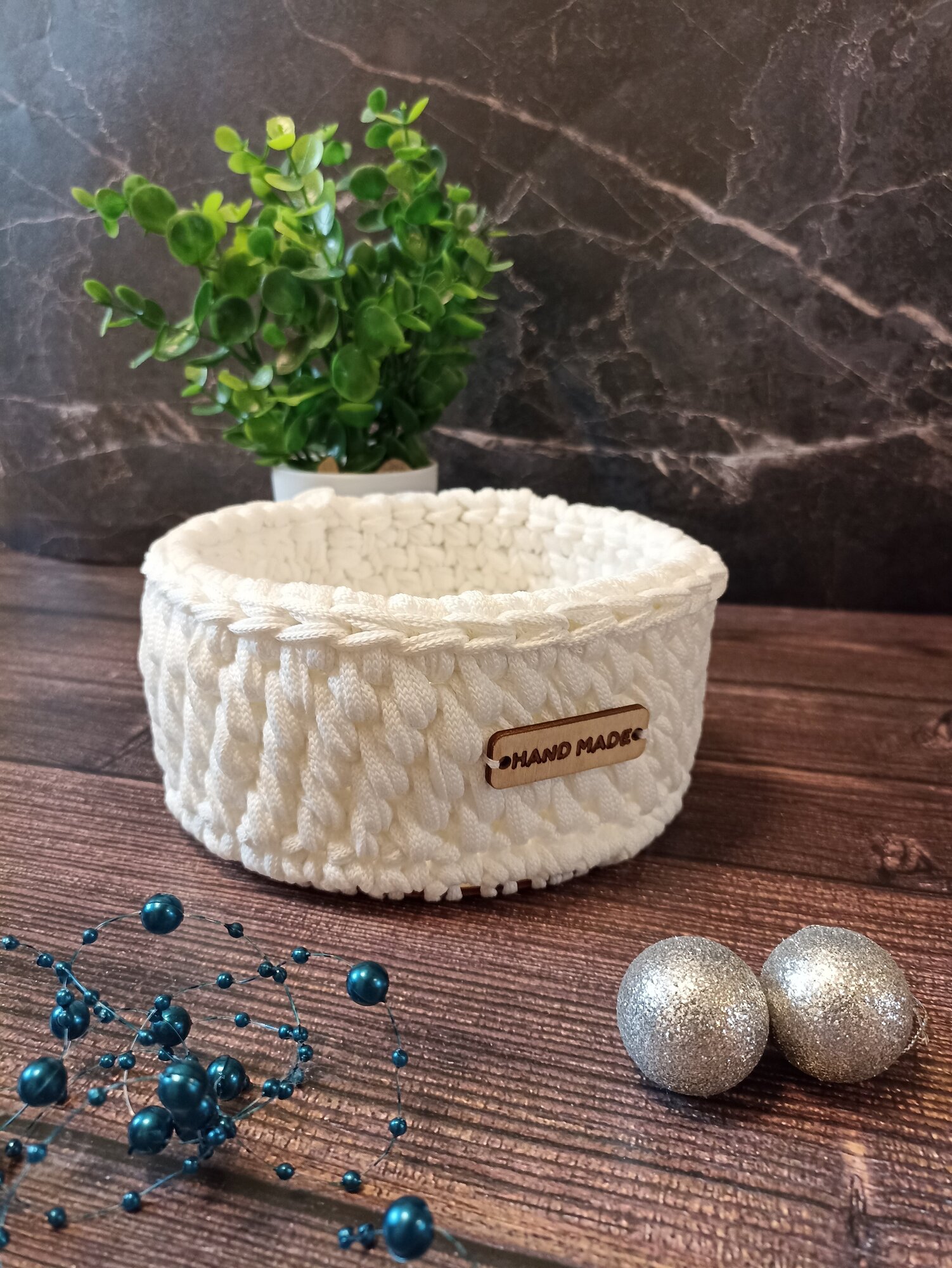 фото Корзина вязаная круглая 15,5 см