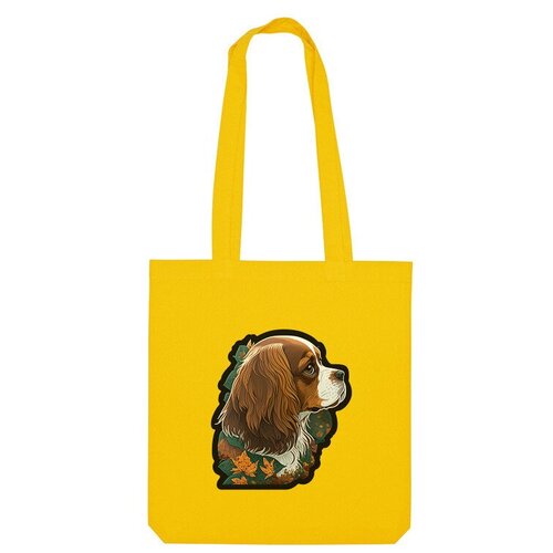 брелок для собак с гравировкой кавалер кинг чарльз спаниель кинель Сумка шоппер Us Basic, желтый