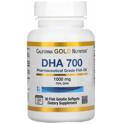 Капсулы California Gold Nutrition DHA 700 Fish Oil, 80 г, 1000 мг, 30 шт.