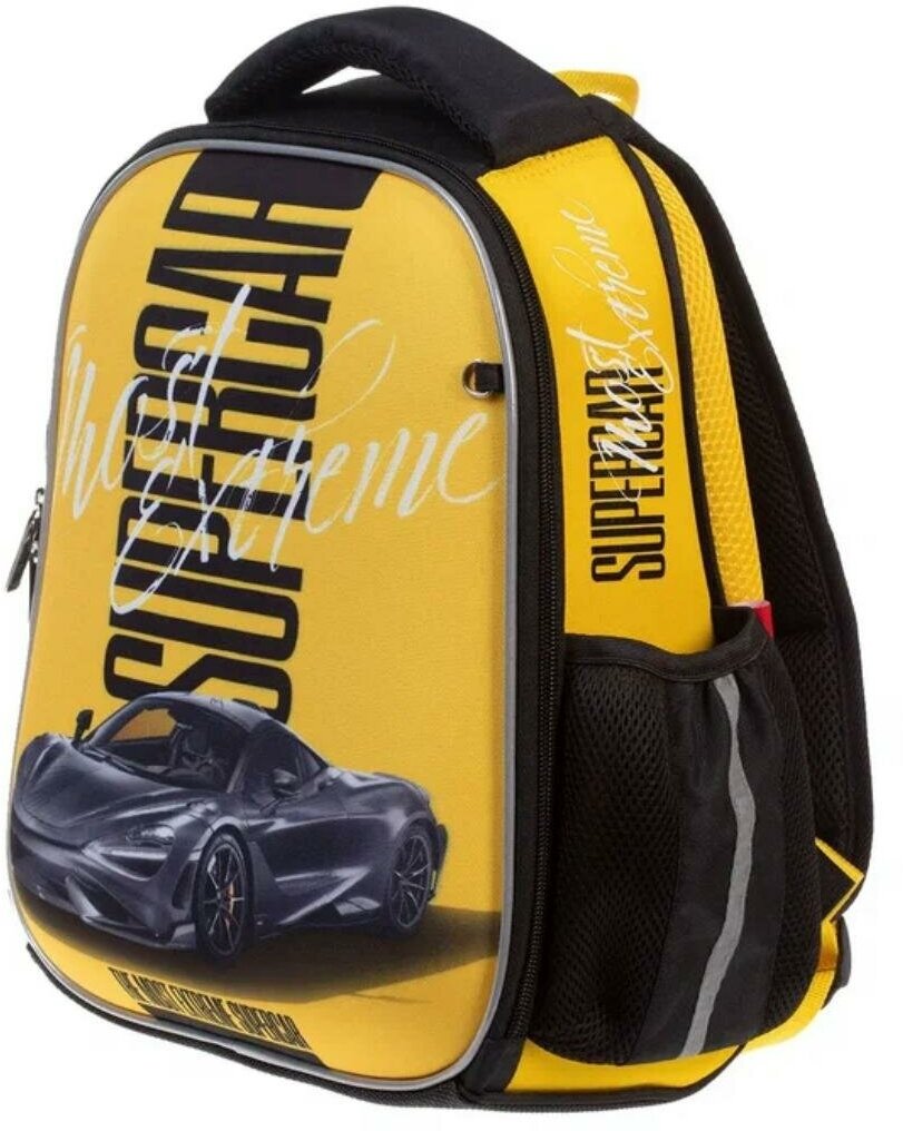 Рюкзак школьный Hatber ERGONOMIC MINI "BLACK CAR" 35х27х15см EVA материал нагрудная стяжка,1 отделение 2 кармана и 1 потайной на спинке