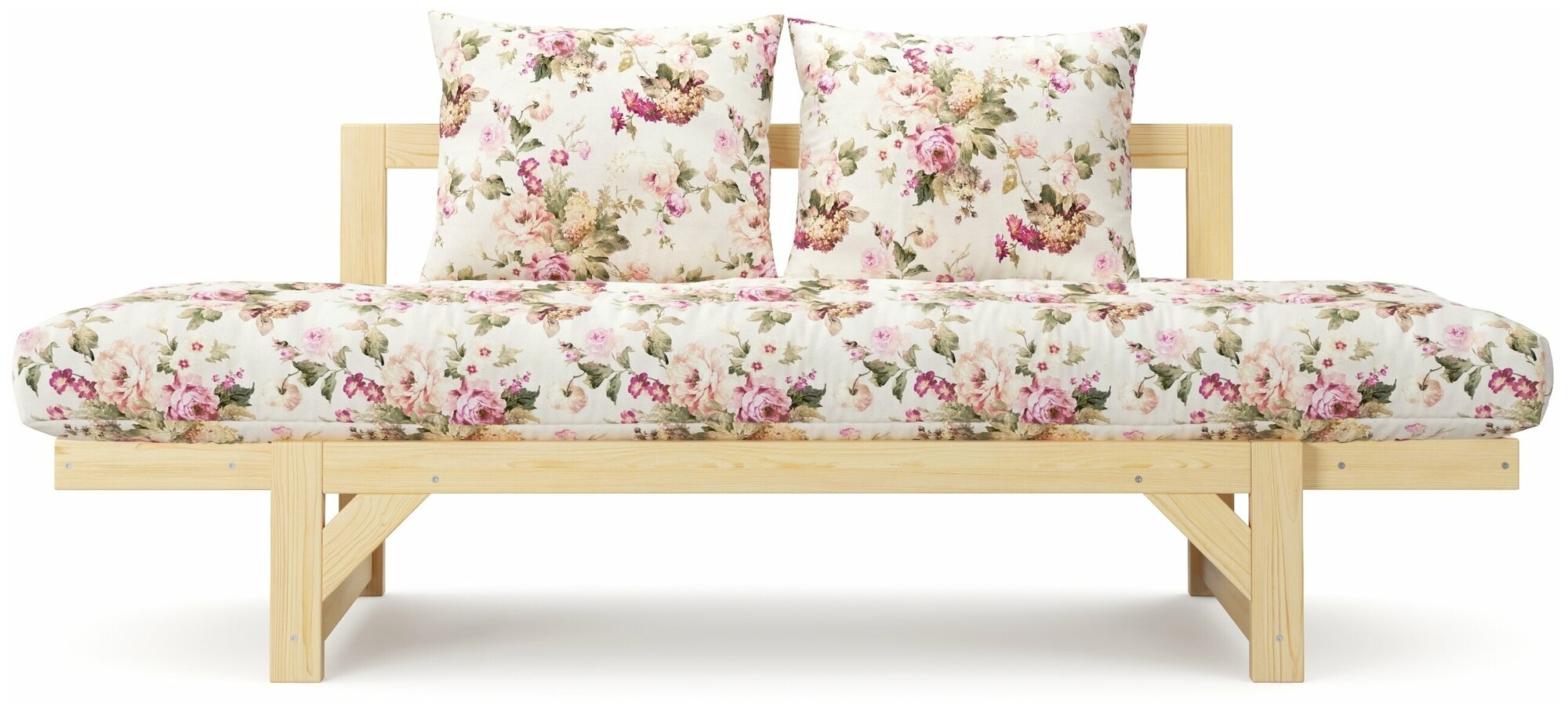 Диван-кровать раскладной Salotti Европа-2, некрашеный, рогожка, ткань Arcadia Rose, флористический принт - фотография № 5