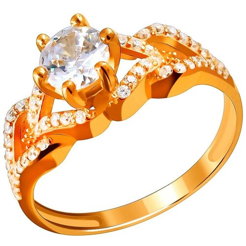 фото Эстет кольцо с 53 фианитами из серебра с позолотой 01к1511435а, размер 16.5