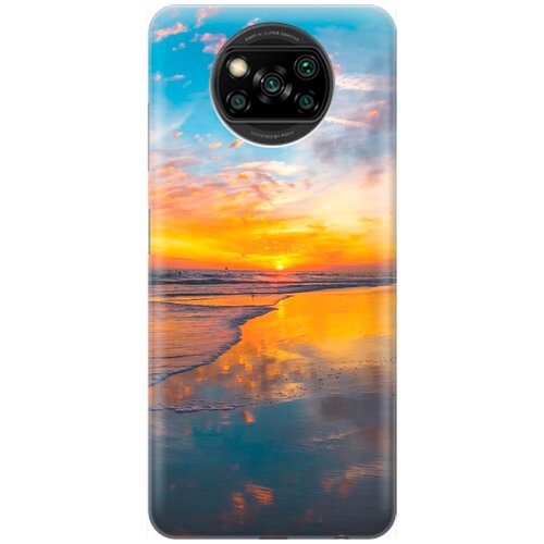 фото Re:pa накладка transparent для xiaomi poco x3 / x3 pro с принтом "закат на пляже"