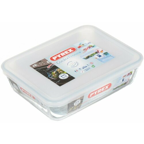 Форма для запекания стекло, 17х22х6 см, 1.5 л, прямоугольная, с крышкой, Pyrex, Cook Freez, 242P000