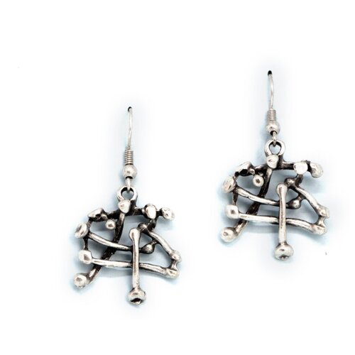 фото Серьги бижутерные переплетение гвоздей (замок-крючок, бижутерный сплав, серебристый) 53239 otokodesign