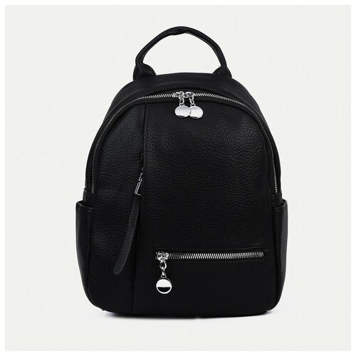 фото Рюкзак на молнии, 5 наружных карманов, цвет чёрный firststore