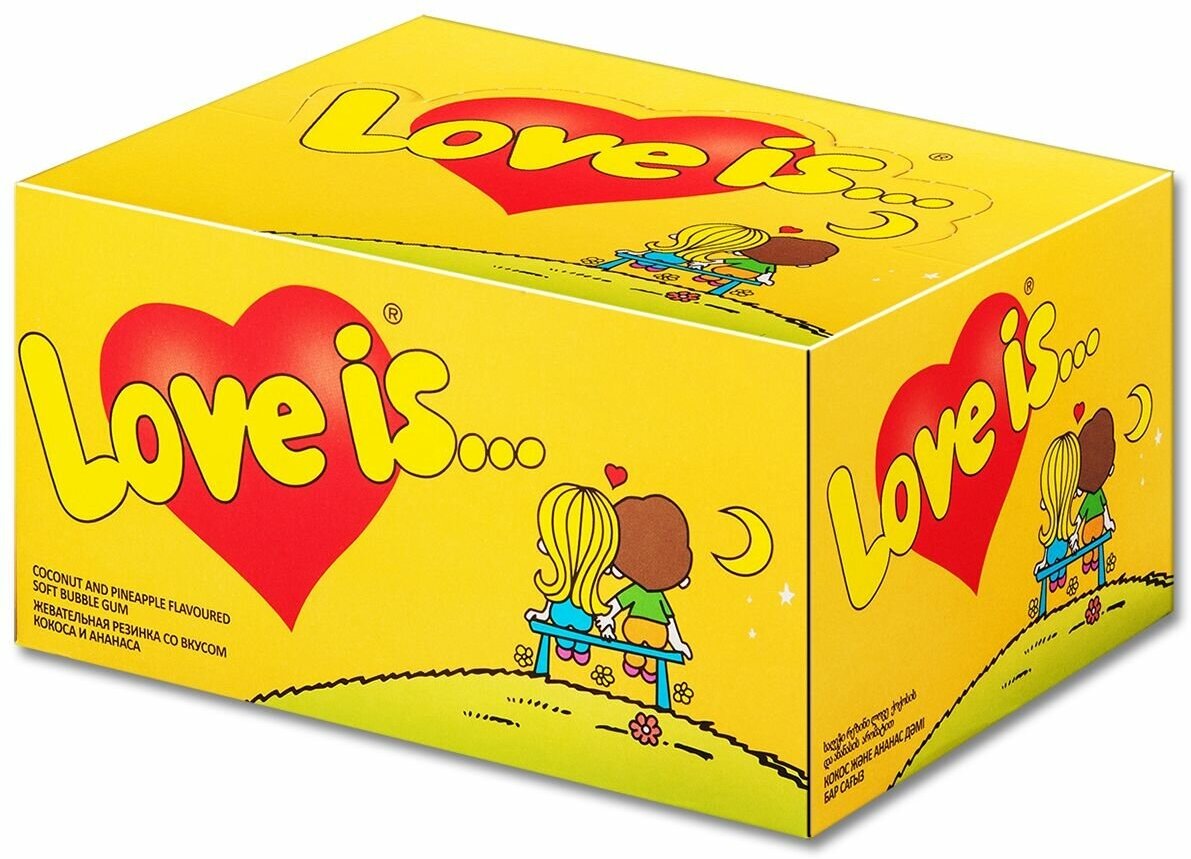 Жевательная резинка Love is со вкусом ананаса и кокоса 100 штук в блоке - фотография № 1
