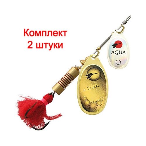 Блесна для рыбалки AQUA DOUBLE AGLIA 14,0g, лепестки № 2 + № 4, цвет DUA-01 (серебро, золото), 2 штуки в комплекте