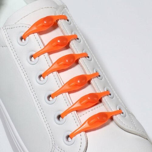 ONLITOP Набор шнурков для обуви, 6 шт, силиконовые, полукруглые, на застёжке, 4 мм, 11 см, цвет оранжевый