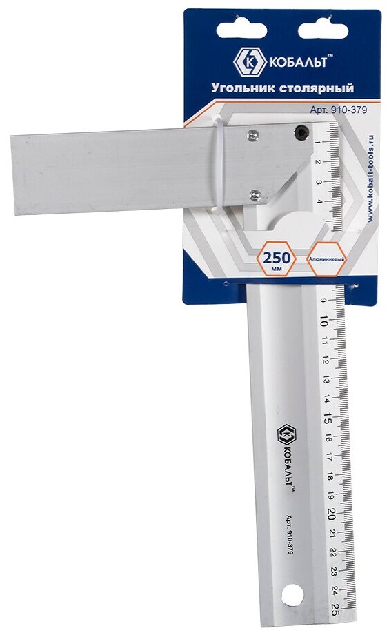 Столярный угольник 250мм, алюминиевый Кобальт 910-379 - фотография № 2