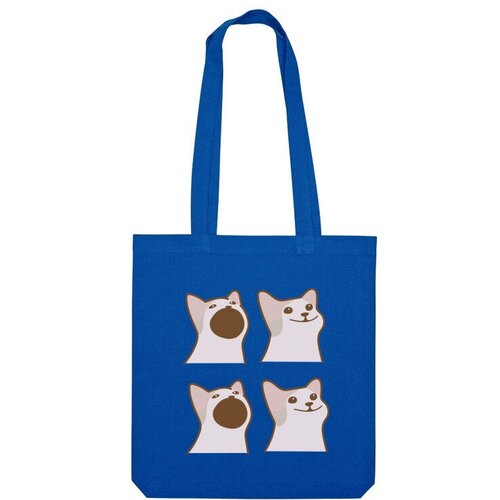 Сумка шоппер Us Basic, синий мужская футболка мем котик pop cat m красный
