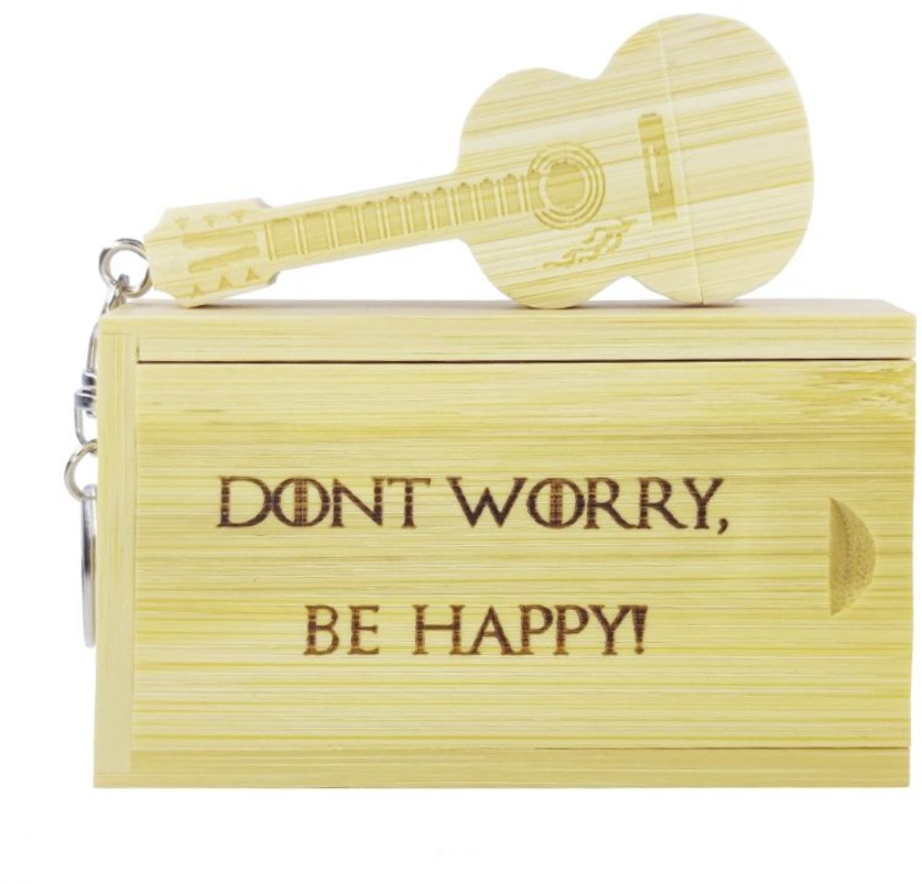 Флешка бамбук 32ГБ 2.0 Гитара "Dont worry be happy" Bamboowood