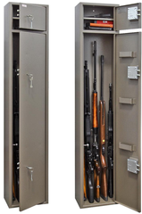 Оружейный сейф шкаф Контур Д-7 на 3 ружья. Макс. высота ружья 1265 мм. 30х20х150 мм. Ключевой замок. Соответствует требованиям МВД РФ.