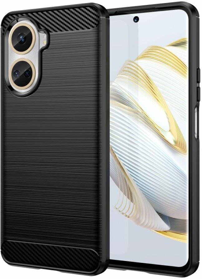 Brodef Carbon Силиконовый чехол для Huawei Nova 10 SE Черный