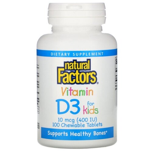 Таблетки Natural Factors Vitamin D3 for Kids, 43 г, 400 МЕ, 100 шт.