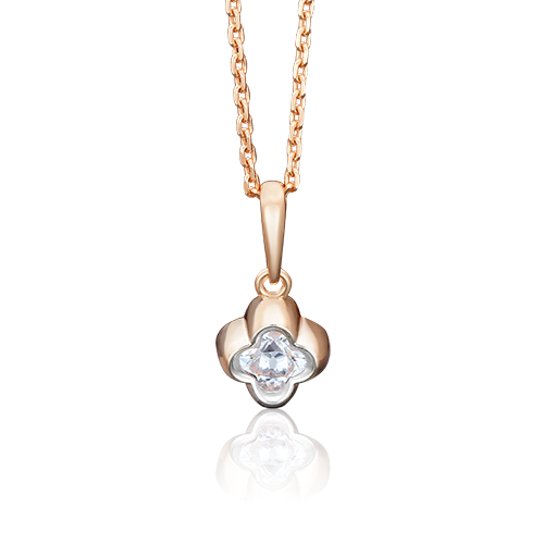фото Подвеска platina, желтое золото, 585 проба, swarovski zirconia platina jewelry