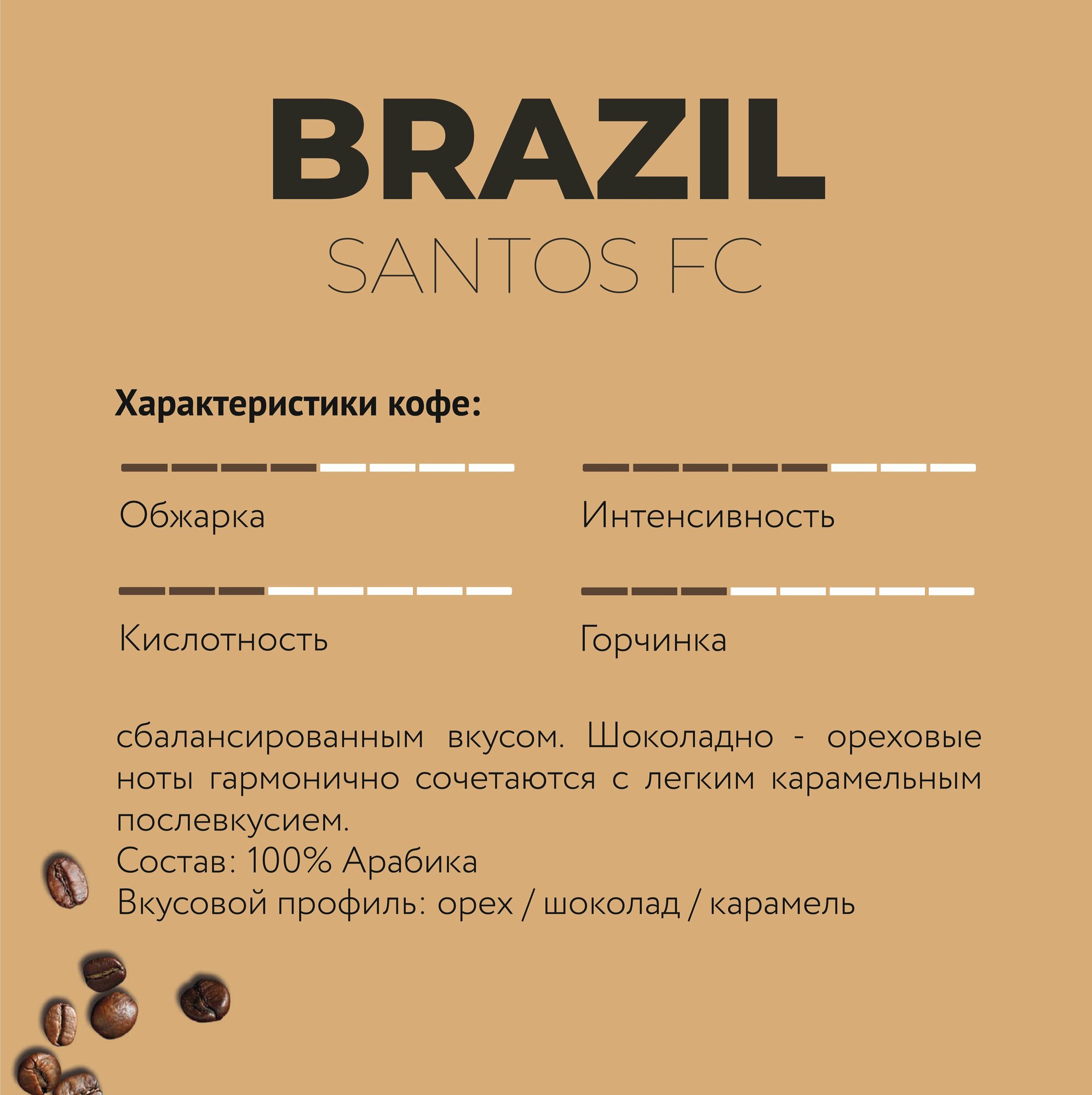 Кофе в зернах моносорт LEBO MONO BRAZIL SANTOS FC Home Арабика, средняя обжарка, 1 кг