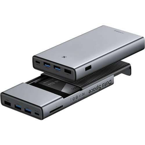 USB-концентратор Hagibis USB-C с внешним корпусом для HDD/SSD 2.5, TF/SD, USB 3.0, цвет серебристый (MC30)