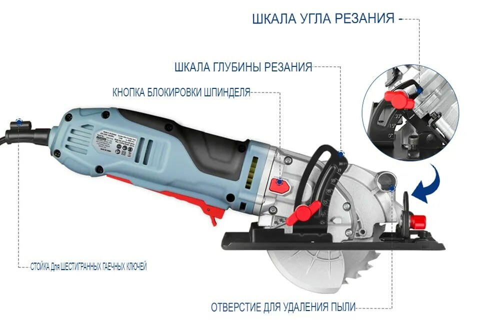 Электрическая мини-циркулярная пила WORKPRO 750 Вт - фотография № 6